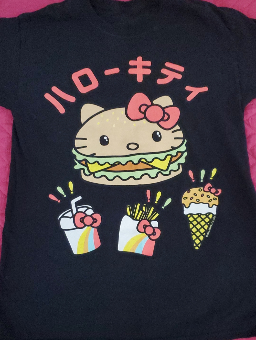 Hello Kitty Burger Black Graphic Tee
